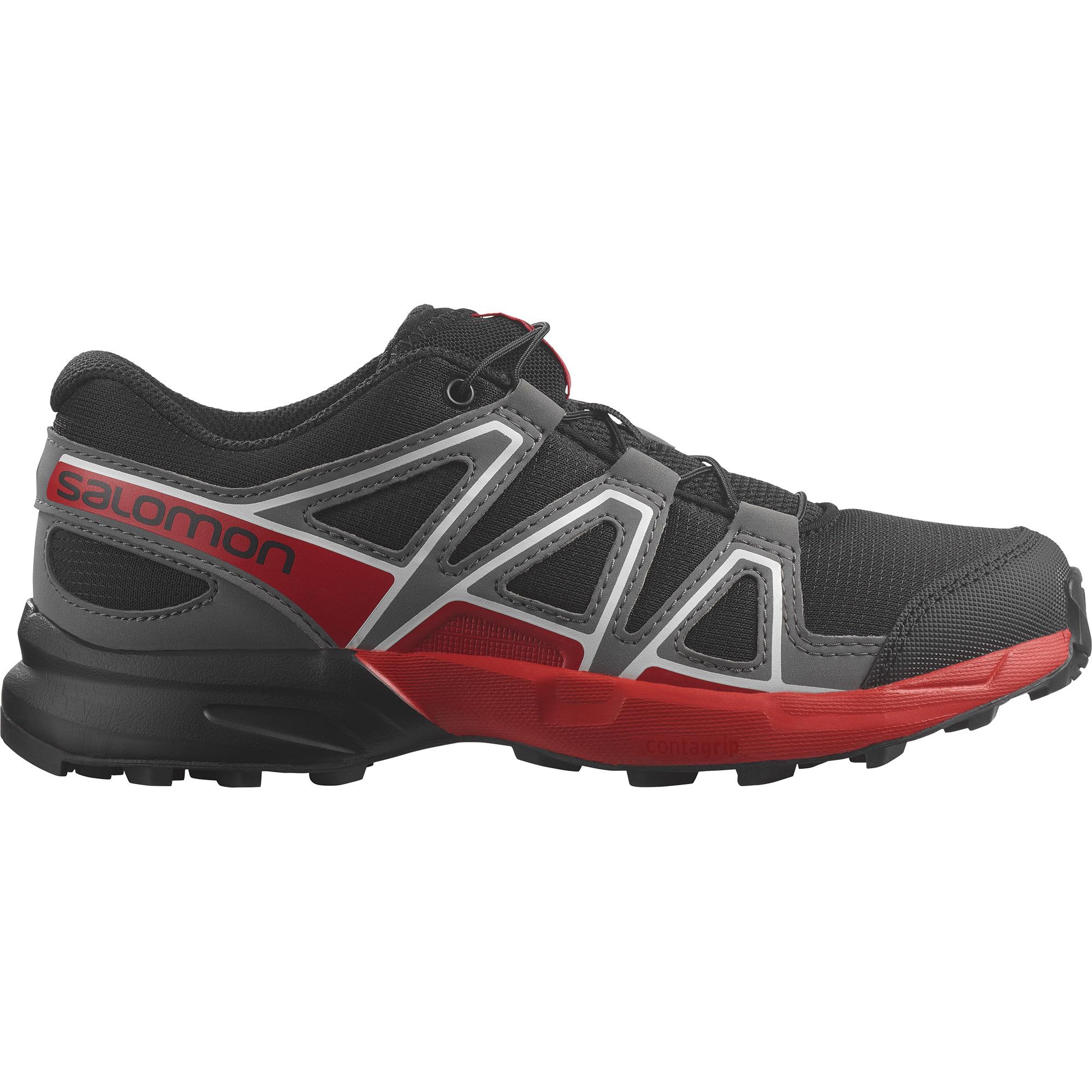Salomon Boys Speedcross J Trail Shoe Black Quiet Shade High Risk Red