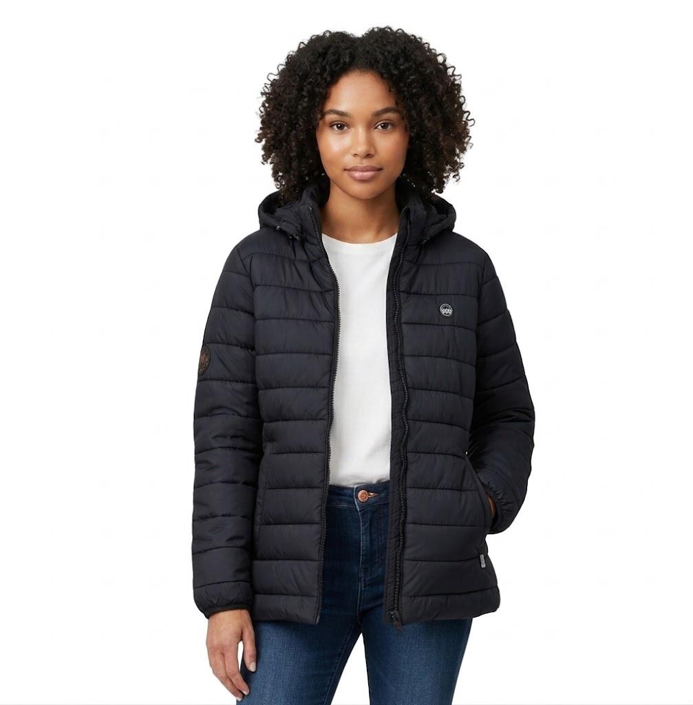 Kakiebos Womens Zip Thru Puffer Jacket Black