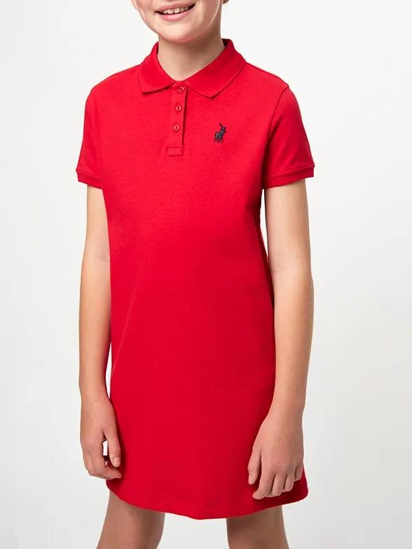 Polo Girls Dakota Short Sleeve Golfer Dress Red
