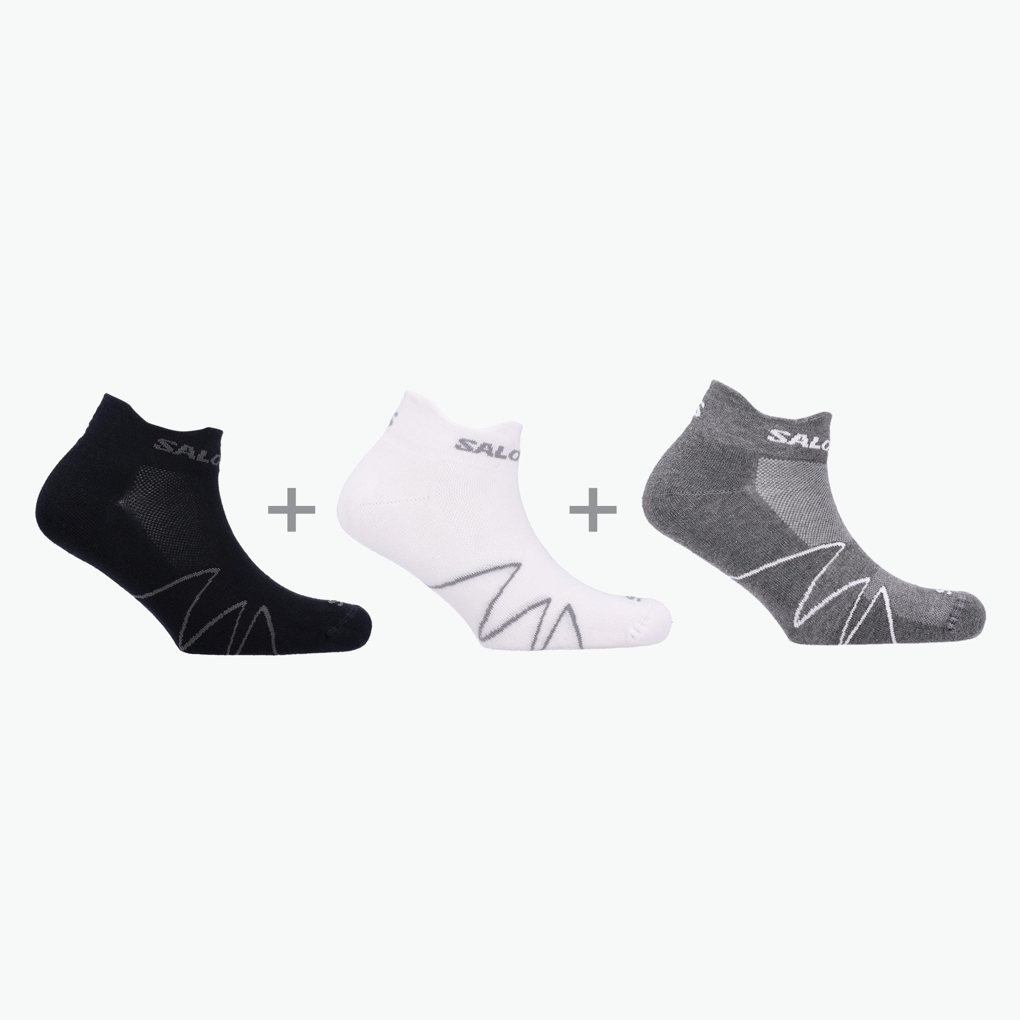 Salomon Mens Xa Sonic Sock 3 Pack Black White Tetras