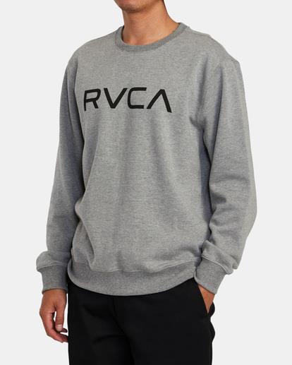 Rvca Mens Big Rvca Logo Crew Sweater Athletic Heather Grey
