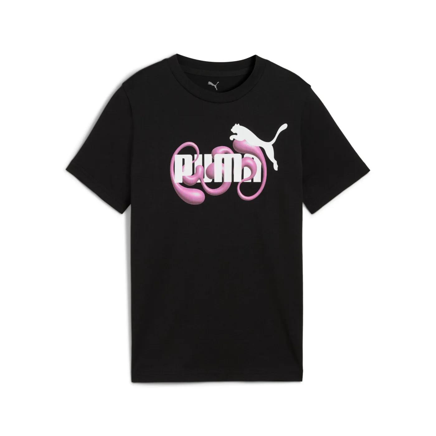Puma Girls Graphic N01 Logo Tee Black