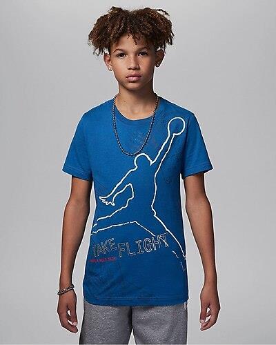 Nike Boys Jm Flight Stamp Short Sleeve Tee Industrial Blue