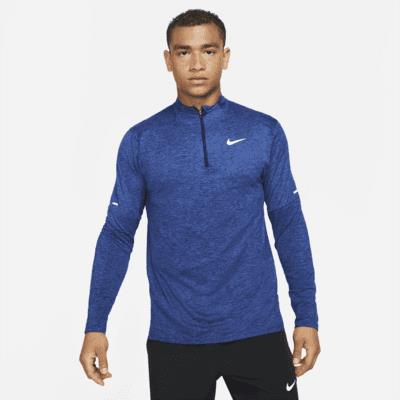Nike Mens 1/4 Zip Tech Long Sleeve Top Blue Mel