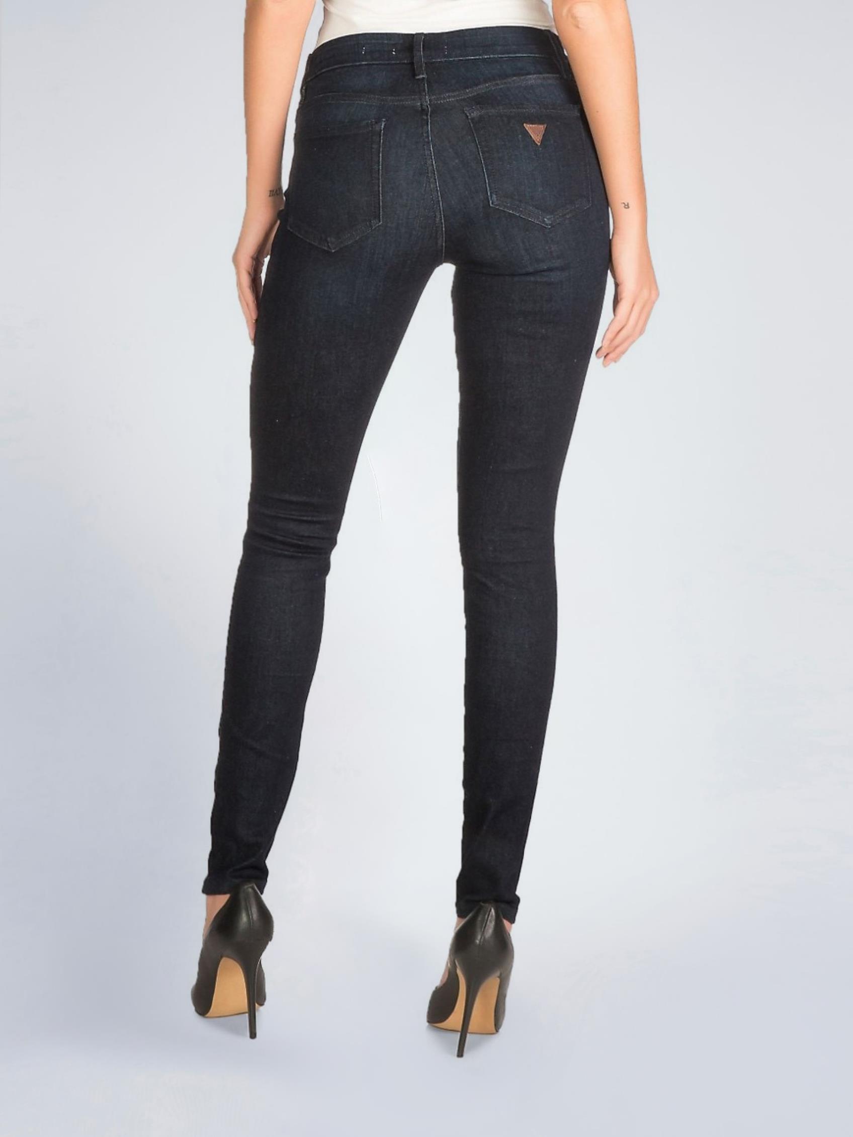 Guess Womens Tina Sexy Curvy Mid Rise Skinny Jean Blue Black