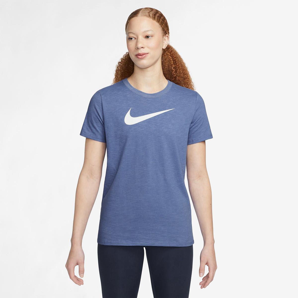 Nike Womens Dri-Fit Swoosh Damen Sleeve Tee Blue