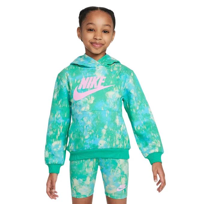 Nike Girls Printed Club Hoody Stadium Green