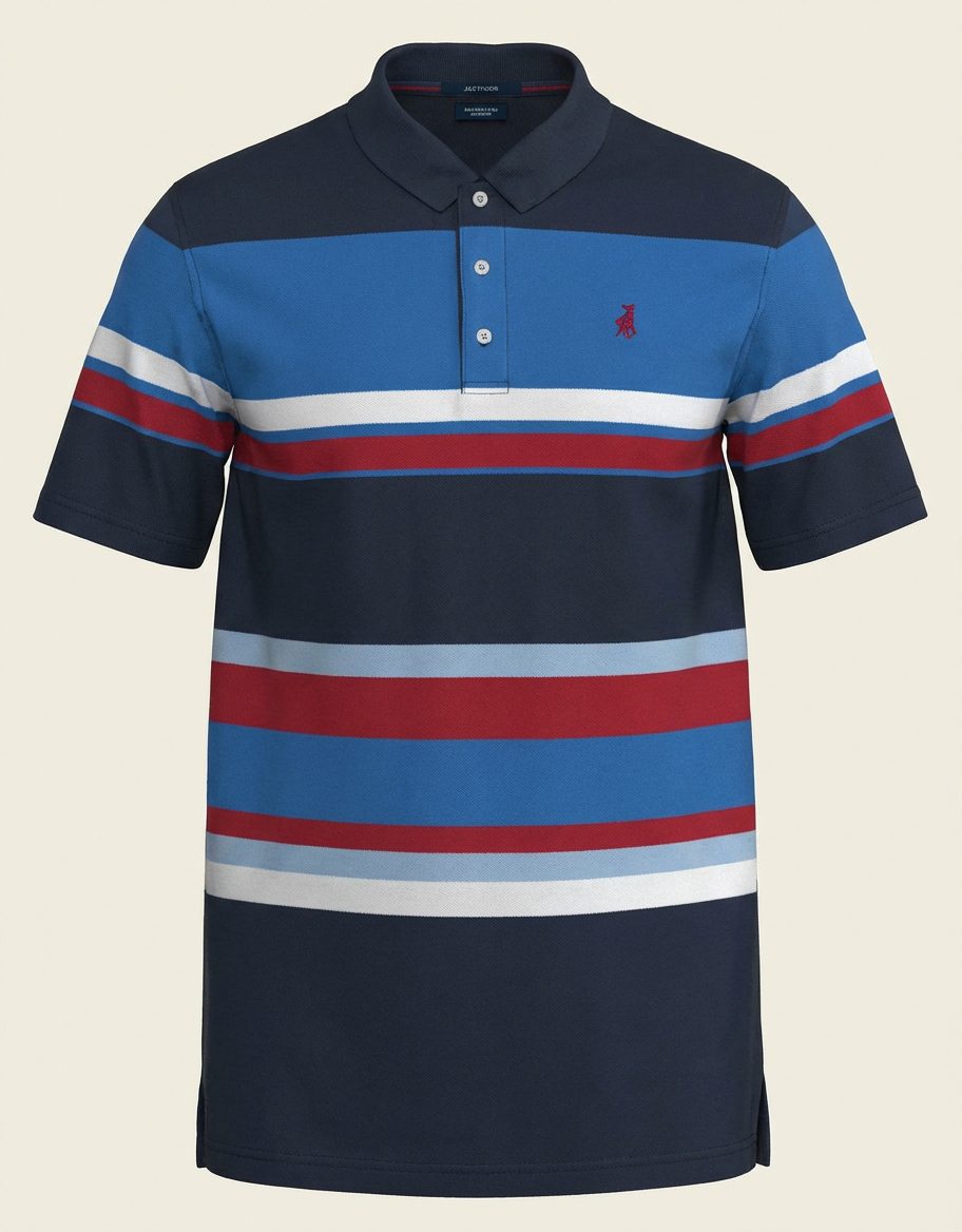 Polo Mens Veriegated Mercerised Short Sleeve Golfer Navy