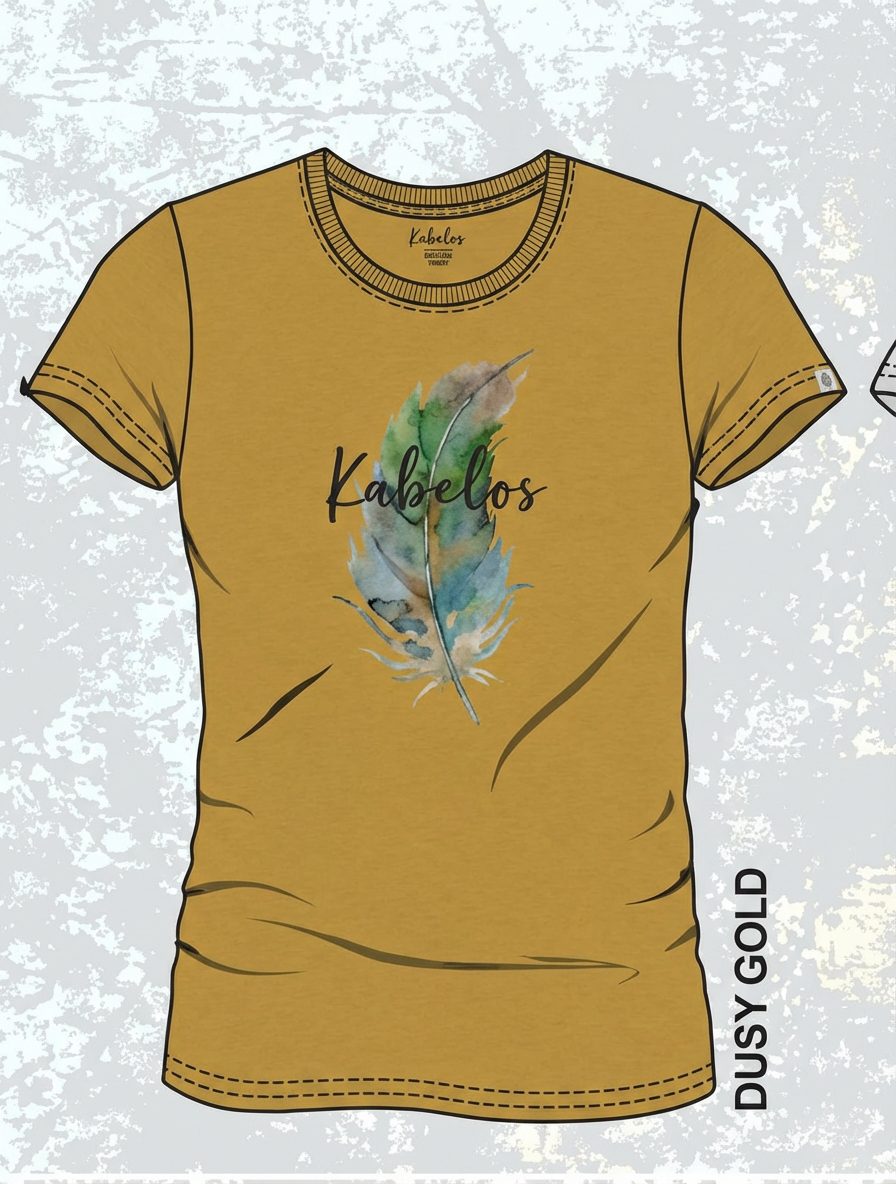 Kakiebos Womens Classic Fit Short Sleeve Tee Dusy Gold