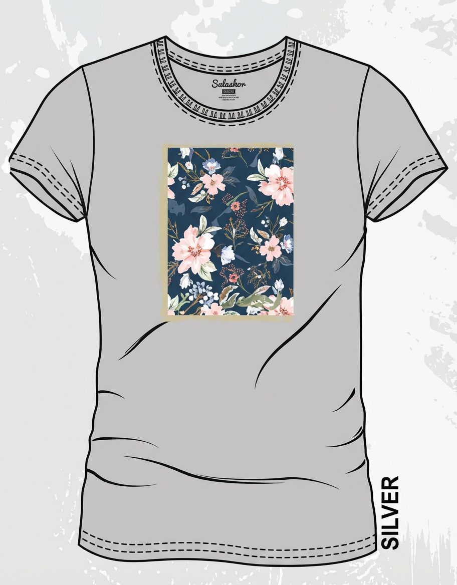 Kakiebos Womens Classic Fit Short Sleeve Tee Silver