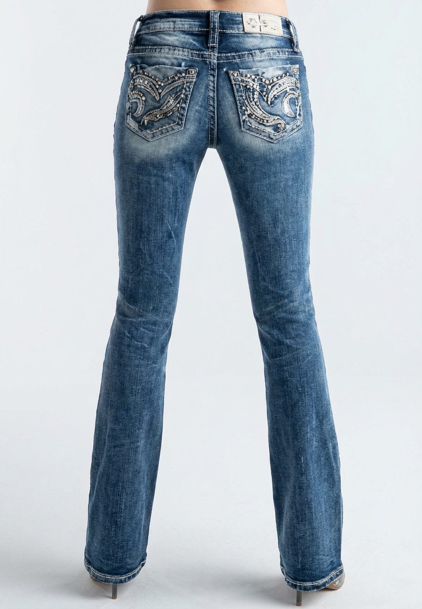 Miss Me Divine Feathers Mid Rise Skinny Jean Mid Blue