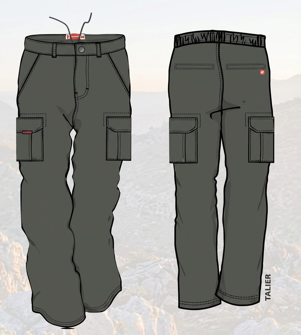 Kakiebos Mens Half Elasticated Cargo Pants Taupe