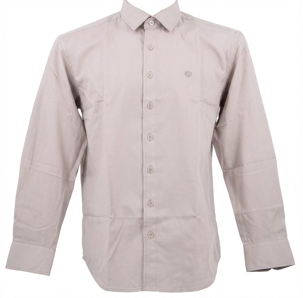 Pierre Cardin Mens Plain Stretch Long Sleeve Shirt Light Grey