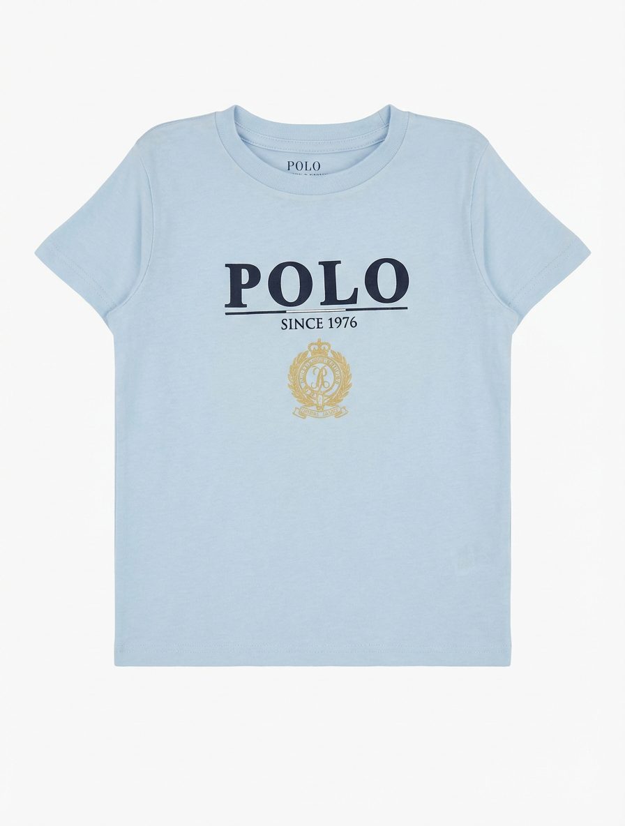 Polo Boys Logan Crested Short Sleeve Tee Light Blue