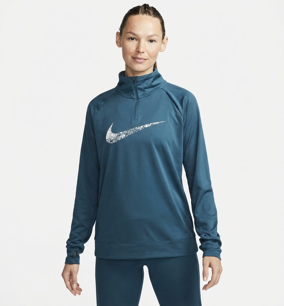 Nike Womens Df Swoosh Run Midlayer 1/4 Zip Sweater Vlr Blue