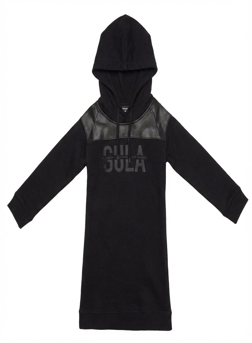 Guess Girls Long Sleeve Fleece Dress Black