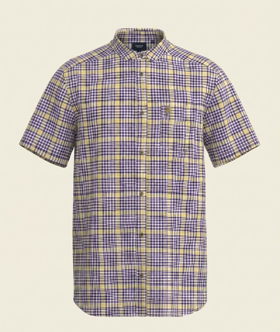 Polo Mens Short Sleeve Check Shirt Yellow