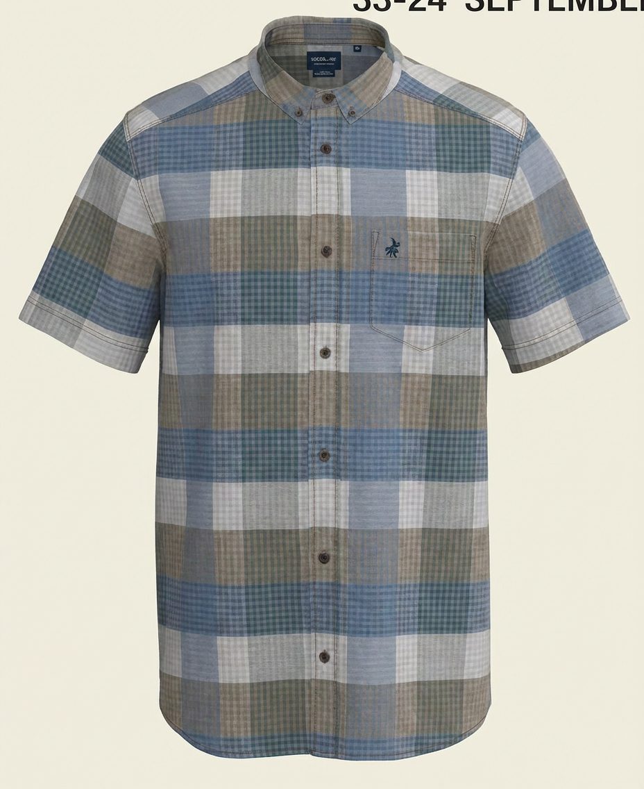 Polo Mens Short Sleeve Check Shirt Taupe