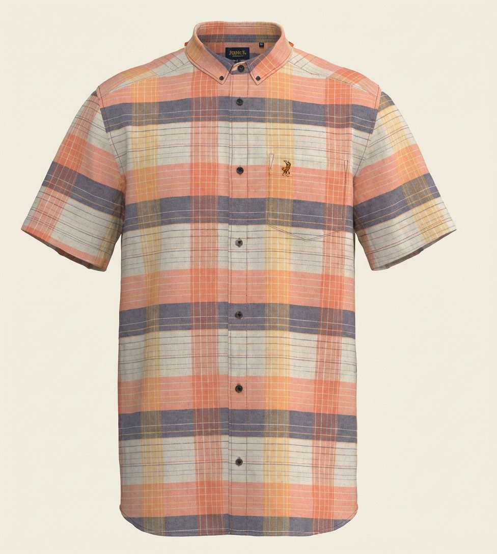 Polo Mens Bold Check Short Sleeve Shirt Orange
